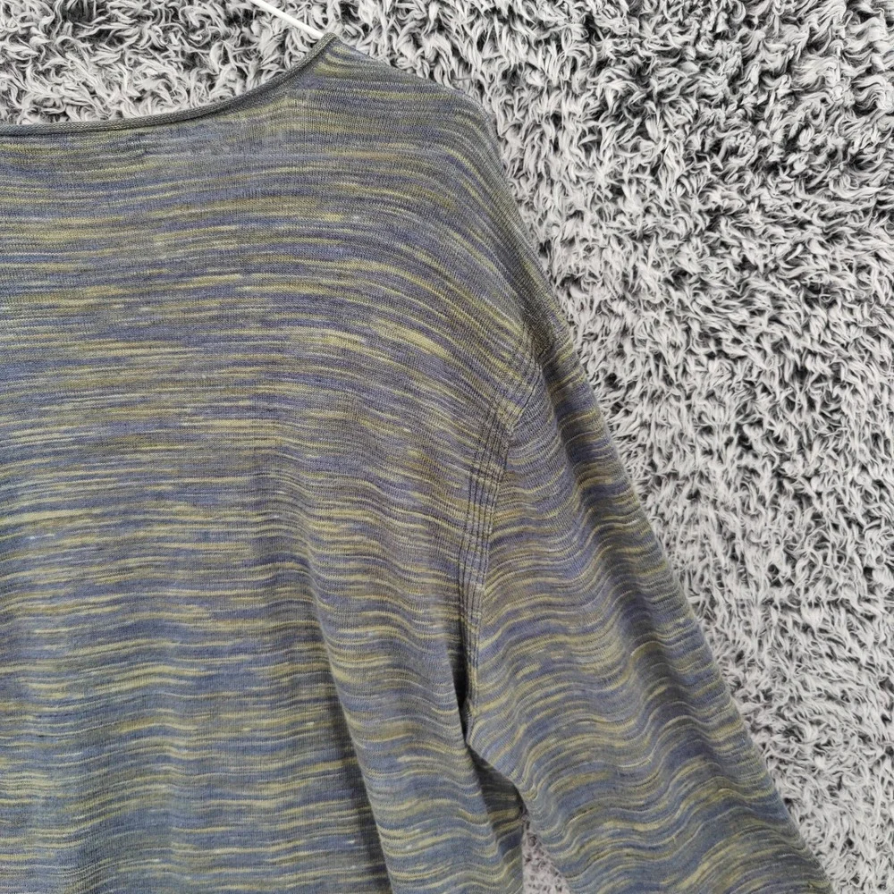 John Varvatos Men Minimalist Linen Cotton Sweater XL Blue Green Space Dye Marled